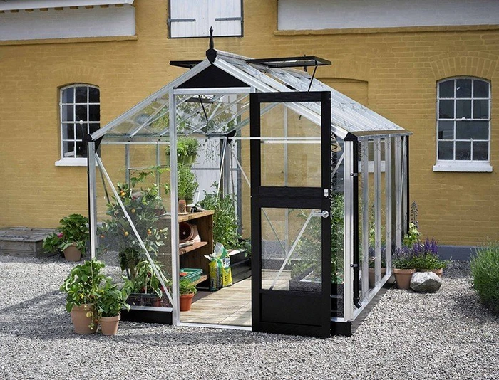 Juliana Compact 8.2m² 3mm Sicherheitsglas Gewächshaus blank/schwarz