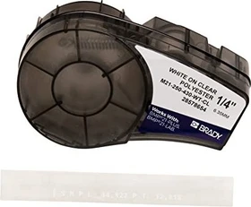 Brady Polester Transparent Beschriftungsband, 6.5mm, weiß/transparent
