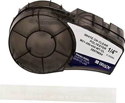 Brady Polester Transparent Beschriftungsband, 6.5mm, weiß/transparent