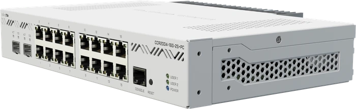 MikroTik RouterBOARD Router, 16x RJ-45, 2x SFP+, 1HE, passive cooled Gigabit Router, 16x RJ-45, 2x SFP+