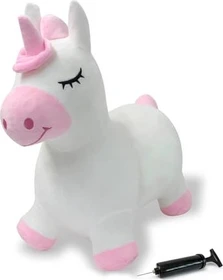Jamara Hüpftier Einhorn mit Plüschbezug und Pumpe