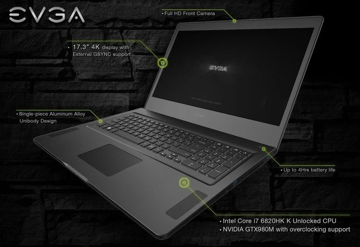 EVGA SC17, Core i7-6820HK, 32GB RAM, 256GB SSD, 1TB HDD, GeForce GTX 980M, DE