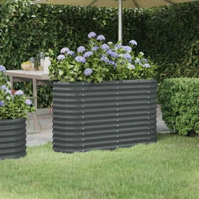 vidaXL Stahl Hochbeet oval 114x40cm anthrazit