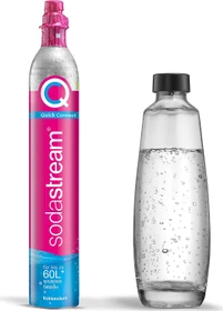 SodaStream Quick Connect Kohlensäure-Zylinder Reservezylinder 60l rosa inkl. Glasflasche