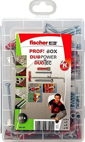 fischer Profi-Box DuoPower / DuoTec + Schraube Schrauben/Dübel-Sortiment inkl. Werkzeugbox, 87 Stück