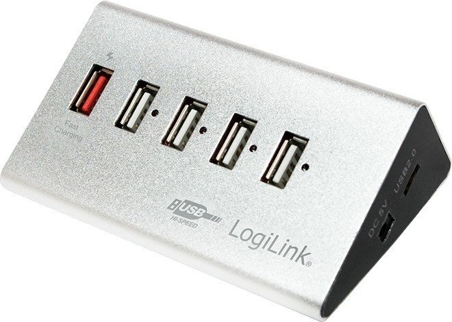 LogiLink Aluminium USB-Hub, 5x USB-A 2.0, USB 2.0 Micro-B [Buchse]