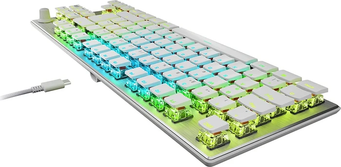 Roccat Vulcan TKL Pro, LEDs RGB, Arctic White, weiß/silber, Titan Optical Linear, USB, DE