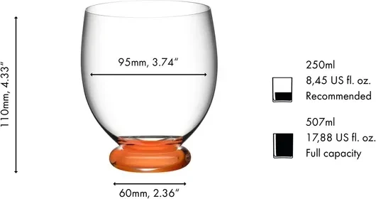 Riedel Fatto A Mano Trinkglas Tumbler Grande dunkelorange