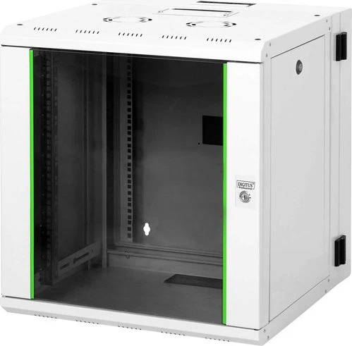 Digitus Professional Unique Serie Wandschrank 12HE, zweiteilig, schwenkbar, Sicherheitsglastür, IP2X, grau, 600mm tief