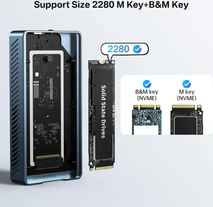 Acasis M.2 NVMe Enclosure, mit integriertem Lüfter, Thunderbolt 3 / USB-C 3.1
