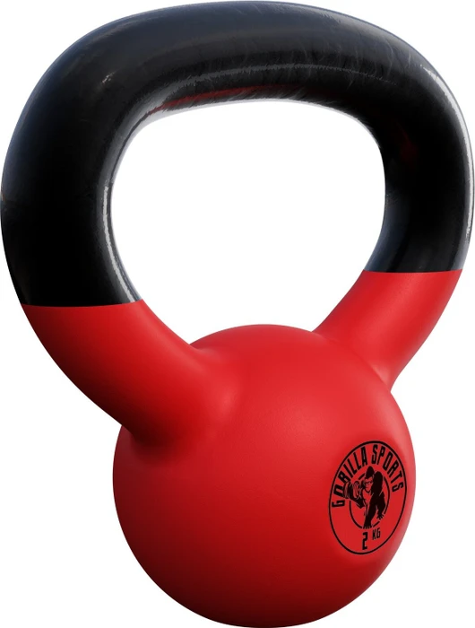 Gorilla Sports Red Rubber Kettlebell Hantel 2kg