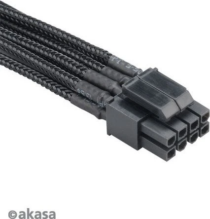 Akasa Flexa P8, 4/8-Pin ATX Verlängerungskabel, 400mm, sleeved schwarz