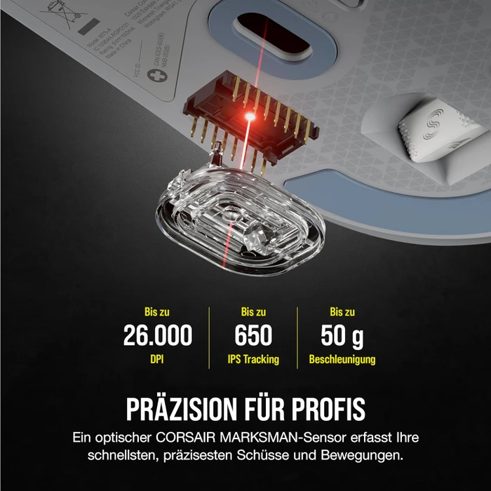 Corsair M75 AIR Ultra-Lightweight Wireless Gaming Mouse, hellgrau, USB/Bluetooth