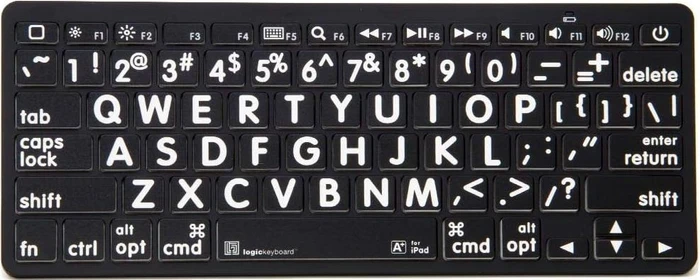 LogicKeyboard LargePrint Mini Mac, White on Black, Bluetooth, DE