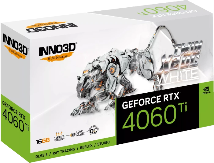 INNO3D GeForce RTX 4060 Ti Twin X2 OC White, 16GB GDDR6, HDMI, 3x DP