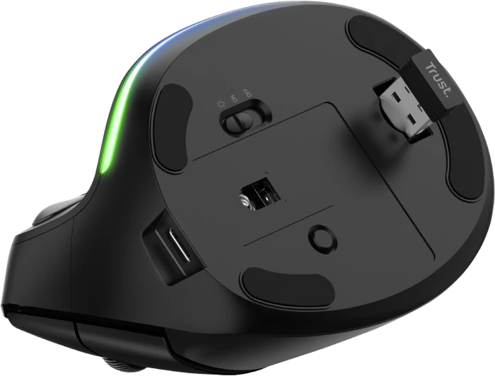 Trust Bayo Wireless Rechargeable Ergonomic Mouse schwarz/grau, ECO zertifiziert, USB