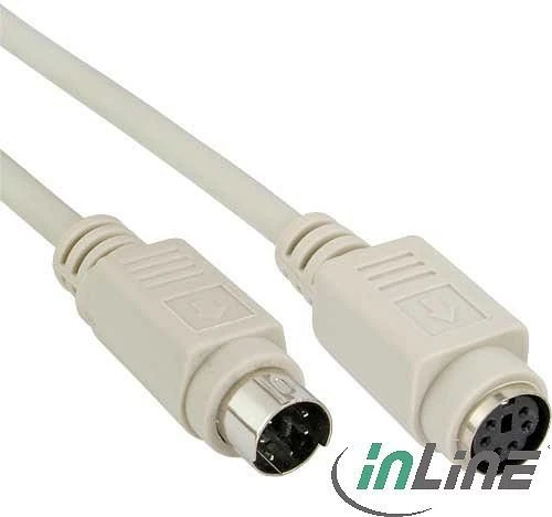 InLine PS/2 Verlängerung Stecker auf Buchse 2m, weiß