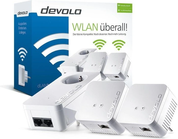 devolo dLAN 550 WiFi Network Kit, 2x Powerline/WLAN-Access Point und Powerline-Adapter Set, 3er-Bundle