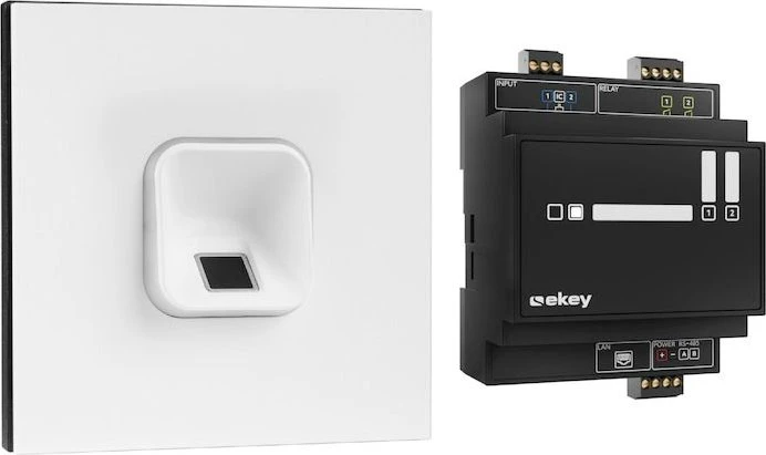 ekey sLine Fingerprintset für Gira 106, inkl. Controller REG, verkehrsweiß, Fingerprint-Reader
