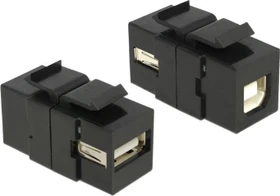 DeLOCK Keystone Modul USB-A 2.0 Buchse via USB-B 2.0 Buchse, schwarz (86370)