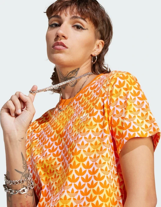 adidas Trefoil Monogram T-Shirt kurzarm orchid fusion/orange (Damen)