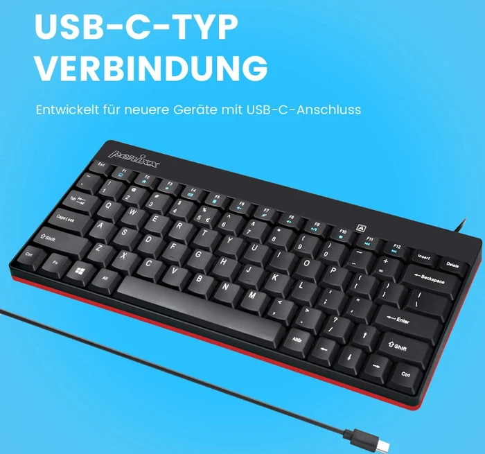Perixx Periboard-422 Mini-C Keyboard, schwarz, USB, DE