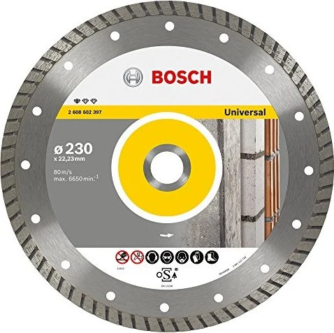 Bosch Professional Standard for Universal Turbo Diamanttrennscheibe, 230x2.5x22.23mm, 1 Stück