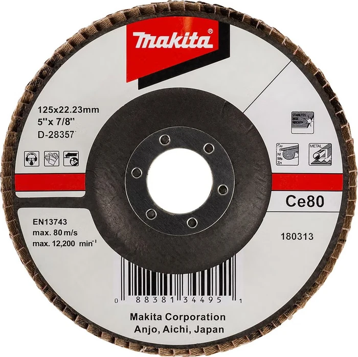 Makita Schleifscheibe Keramik-Aluminium-Oxid abgewinkelt K80, 125mm, 1 Stück
