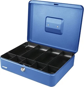 HMF 10019 Geldkassette, blau, Schlüsselschloss