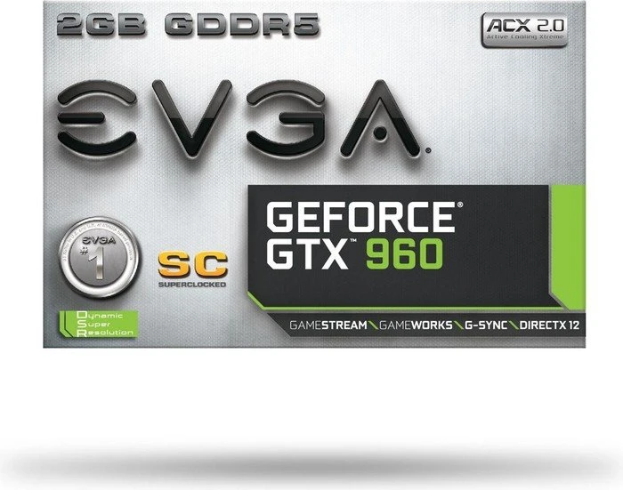 EVGA GeForce GTX 960 Superclocked, 2GB GDDR5, 2x DVI, HDMI, DP