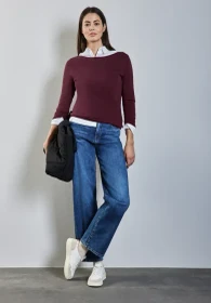 Street One Noreen Strickpullover dark cherry red (Damen)