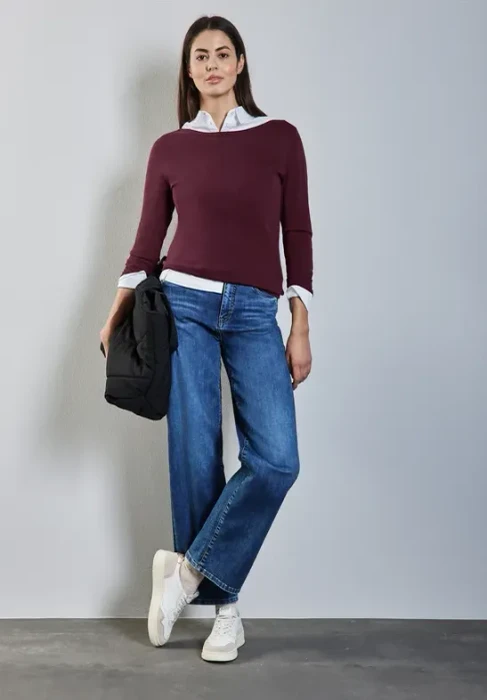Street One Noreen Strickpullover dark cherry red (Damen)
