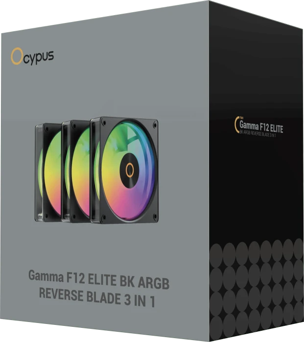 Ocypus Gamma F12 Elite BK ARGB Reverse Blade, schwarz, 120mm, 3er-Pack