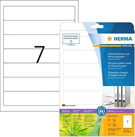 Herma Etiketten Recycling, 192x38mm, weiß, 20 Blatt (140 Etiketten)