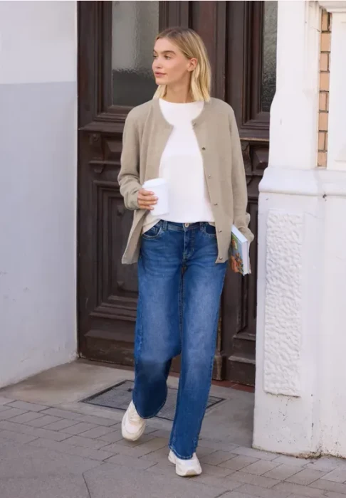 Street One Cardigan mit Rundhals Jacke beige (Damen)