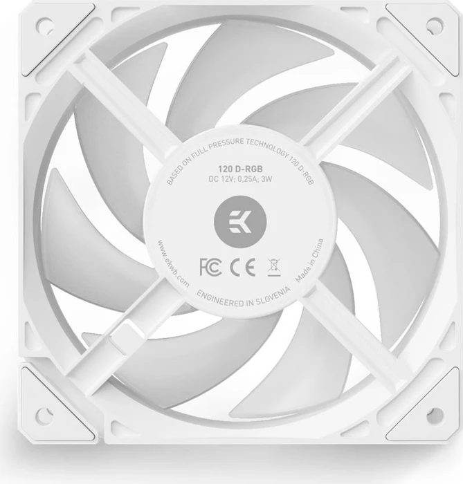 EK Water Blocks EK-Loop Fan FPT 120 D-RGB, White, 550-2300rpm, LED-Steuerung, 120mm