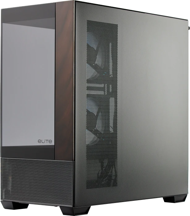 Cooler Master Elite 690 Wood Black, schwarz/braun, Glasfenster
