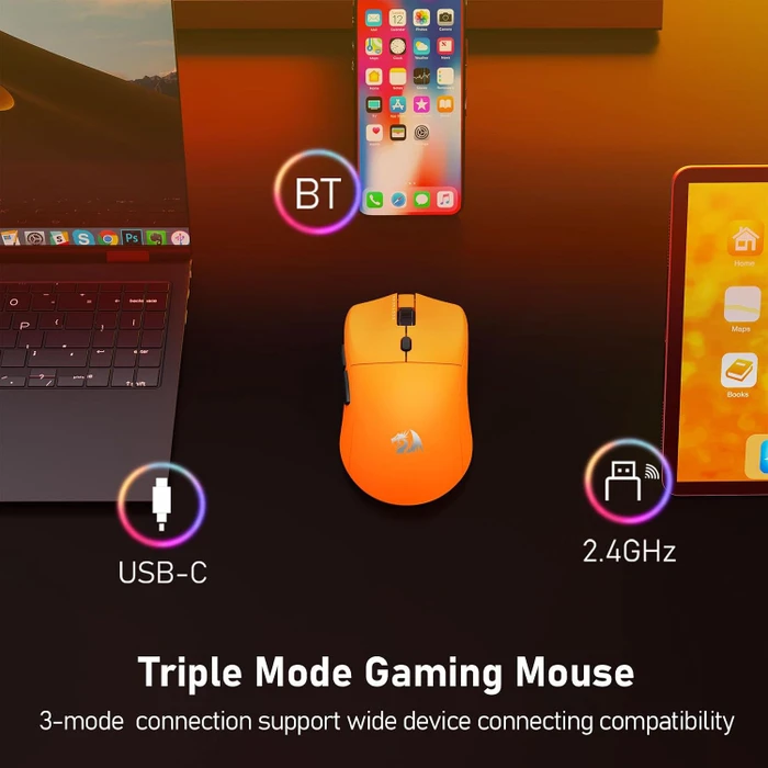 Redragon M919 SPARDA Ultra 8K Wireless Gaming Mouse orange, USB/Bluetooth
