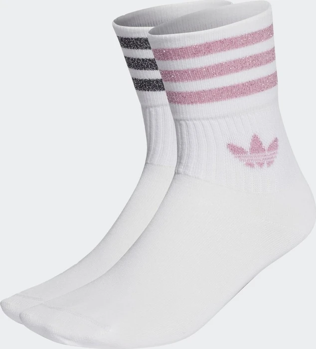 adidas Mid-Cut Glitter Crew Socken white/bliss pink/black, 2 Paare (Damen)