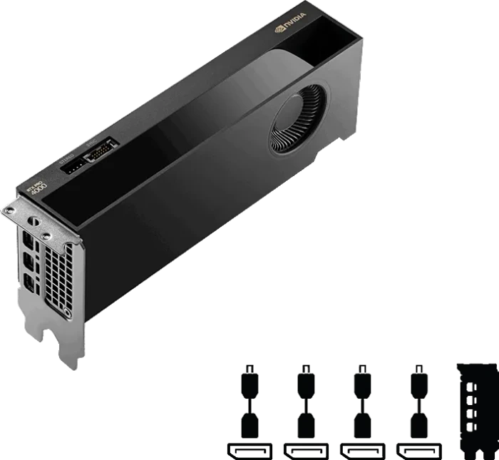 PNY RTX PRO 4000 Blackwell SFF Edition, 24GB GDDR7, 4x mDP, Smallbox