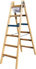 Iller Leiter Ergo Plus Professional Holz-Breitsprosse 2-tlg. Stehleiter, 2x 6 Stufen