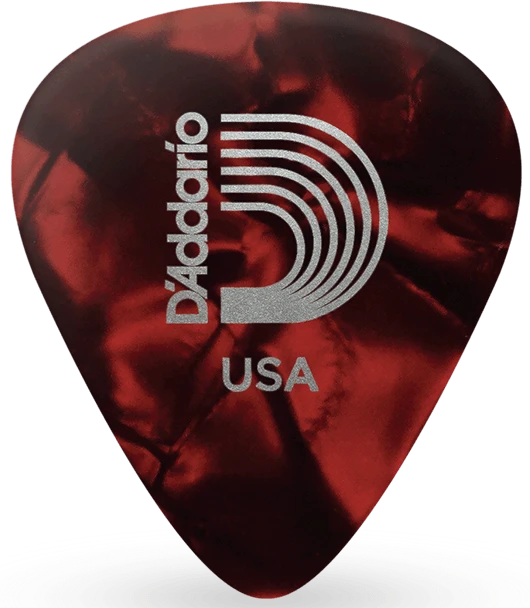 D'Addario Classic Celluloid Pick, Red Pearl, Heavy Gauge (1.0mm), 10-Pack