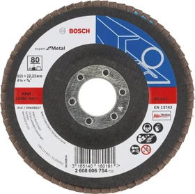 Bosch Professional X551 Expert for Metal Fächerschleifscheibe gewinkelt K80, 115x22.23mm, 1 Stück