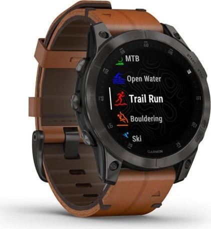 Garmin epix 2 Sapphire black titanium/chestnut leather