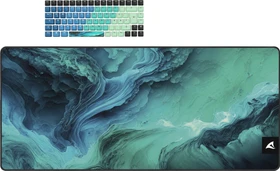 Sharkoon Skiller SGK50 S3 Design Bundle D4 - XXL Mousemat+Keycaps, Kunststoff (PBT) Double-Shot, blau/grün, 85 Tasten, ISO-DE