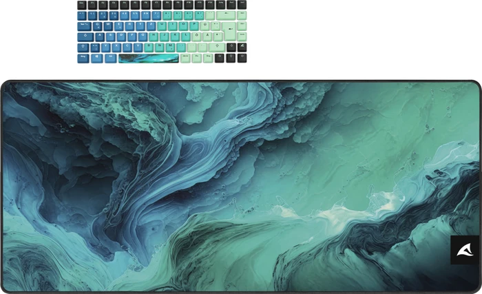Sharkoon Skiller SGK50 S3 Design Bundle D4 - XXL Mousemat+Keycaps, Kunststoff (PBT) Double-Shot, blau/grün, 85 Tasten, ISO-DE