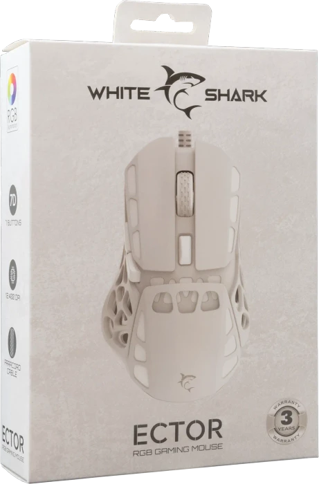 White Shark Ector White Gaming Mouse, weiß, USB