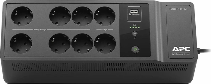 APC Back-UPS, 650VA, Steckdosenleiste, 8x Schuko, USB