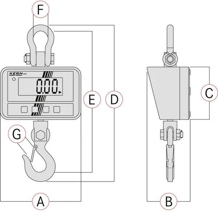 Kern HCD 100K-2D, Hängewaage, 60kg/150kg, 20g/50g