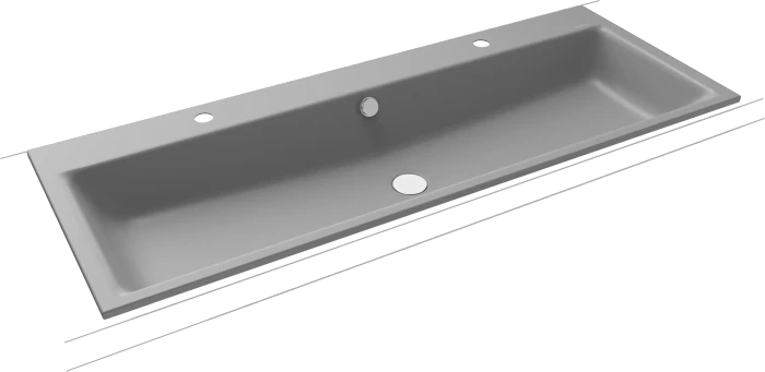 Kaldewei Puro Einbau-Doppelwaschtisch 120x46cm mit 2x1 Hahnlochbohrung, Perl-Effekt, cool grey 30